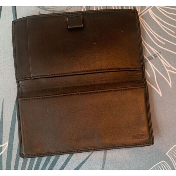 Coach signature CC LOGO black 90’s Y2K CHECKBOOK COVER leather & canvas - Picture 4 of 6